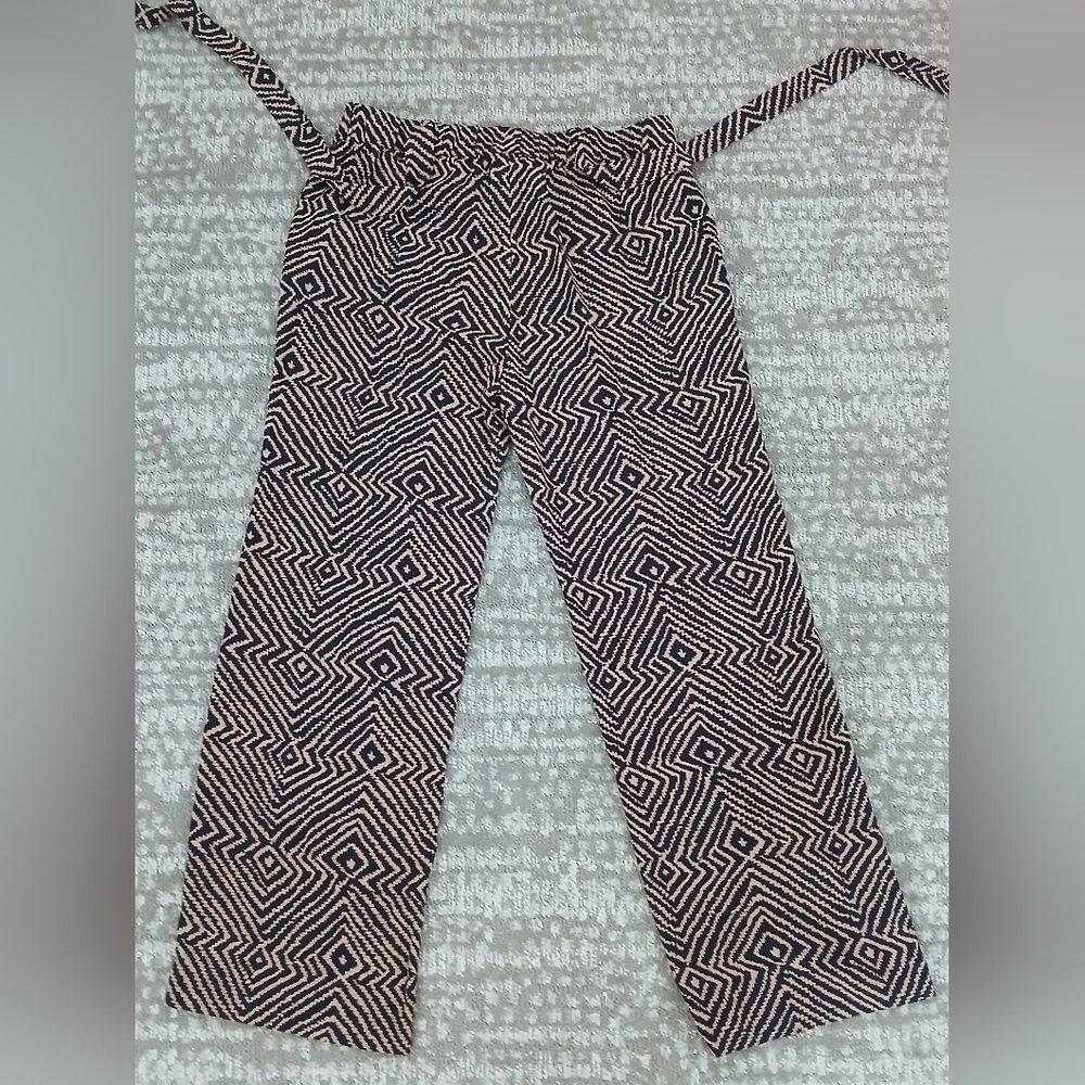 Michael Kors Black & Tan Elastuc Waist W/ Ties - Long Wide Leg Pants- Nwot